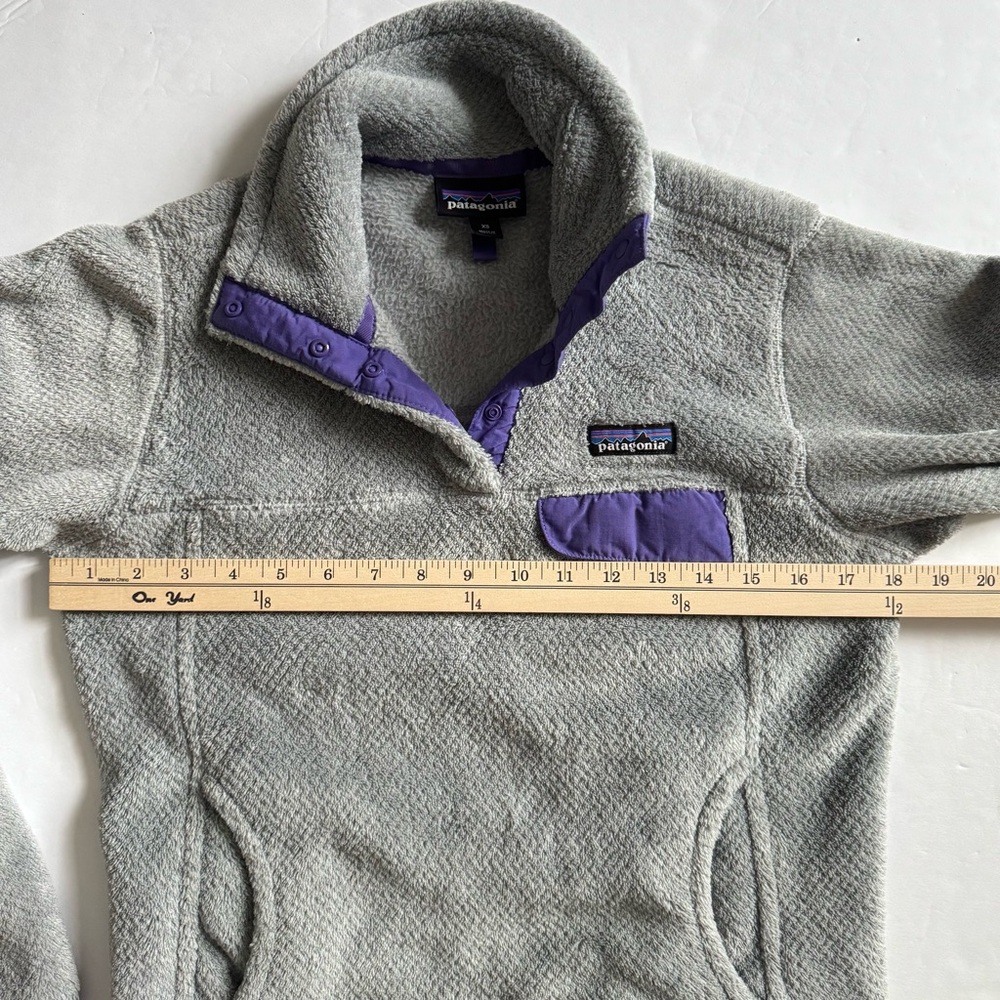 Patagonia Re-Tool Snap T Fleece Pullover Womens XS Gray Purple Sweater Pocket - Picture 11 of 15